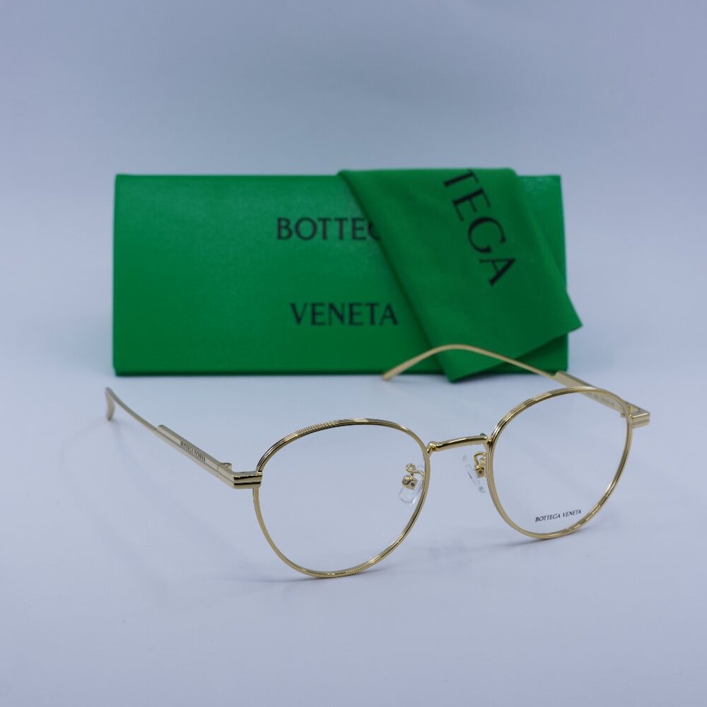 Bottega Veneta BV1016OA 002 Round Eyeglasses – Gold 50mm
